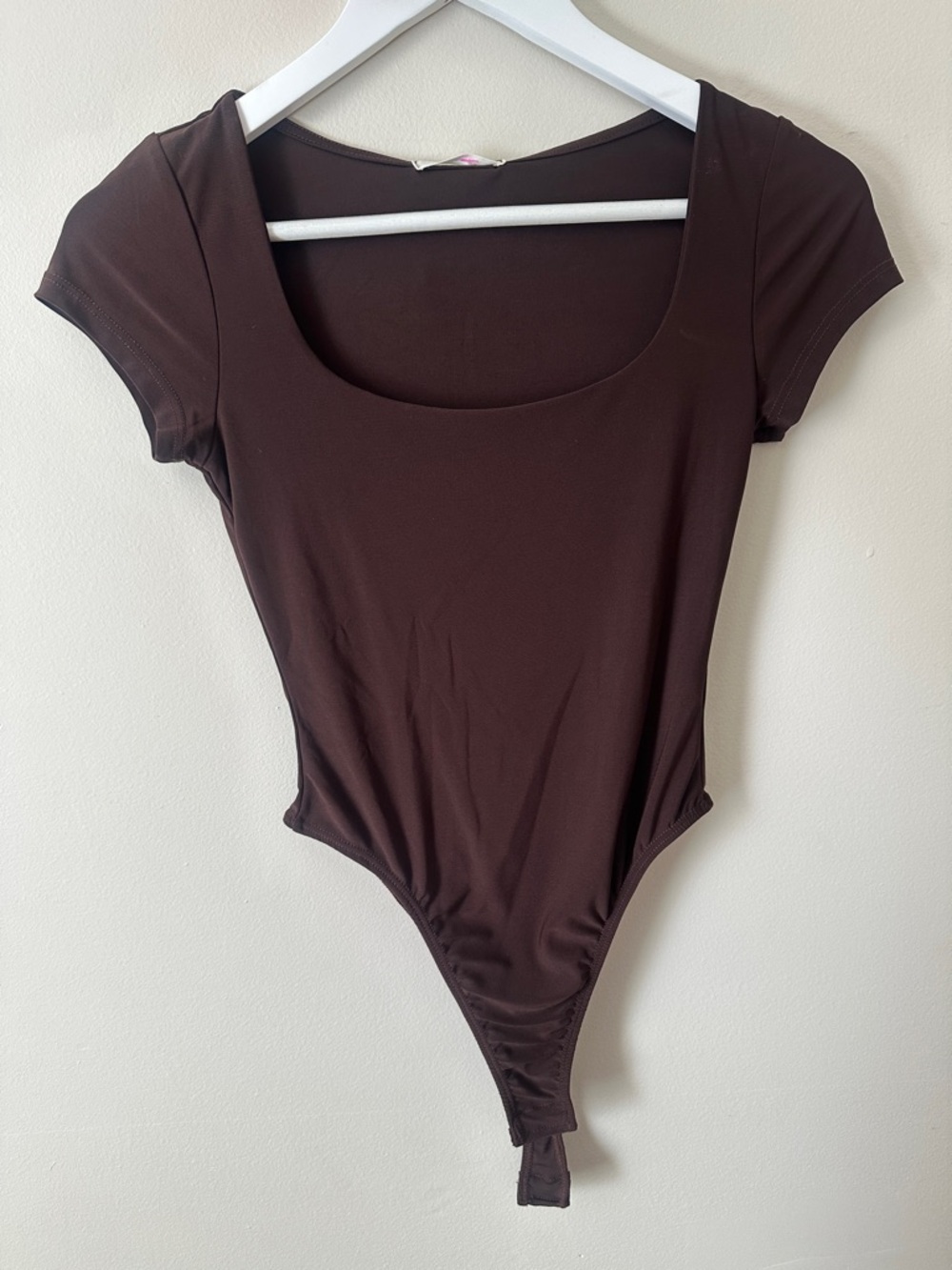 Square Neck Short Sleeve Bodysuit | Chocolate Brown | Boutique